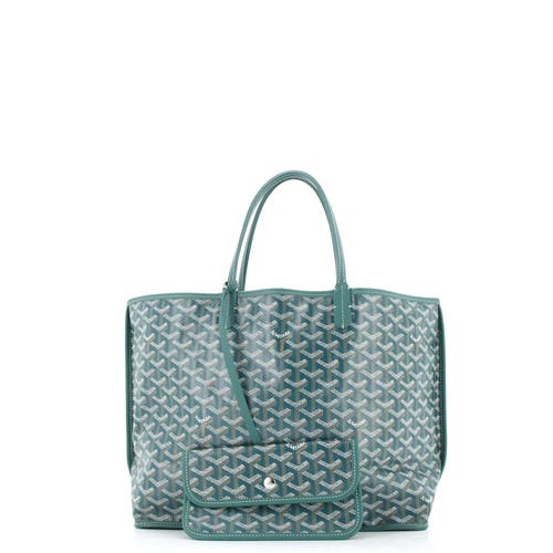 Pre-owned Goyard  Goyard Anjou Reversible Tote Coated Canvas Pm In Green
