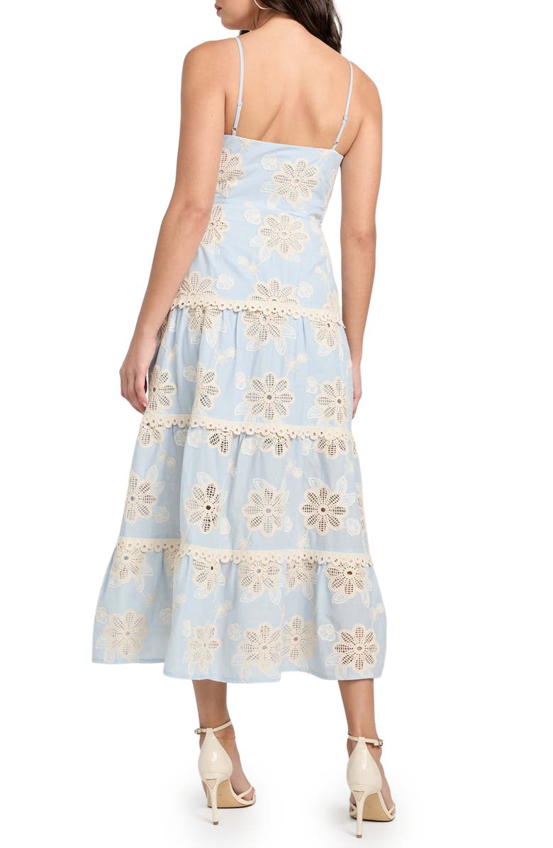 GUESS Tabitha Floral Embroidered Tiered Cotton Sundress, Alternate, color, 