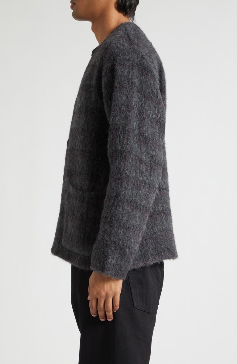 OUR LEGACY Fuzzy Check Wool & Alpaca Blend Cardigan, Alternate, color, Fuzzed Plum Check Hairy Wool