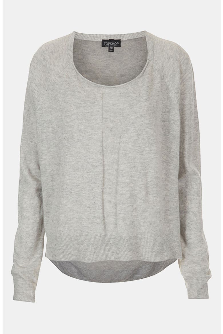 Sheer Back High/Low Sweater, Main, color, LIGHT GREY