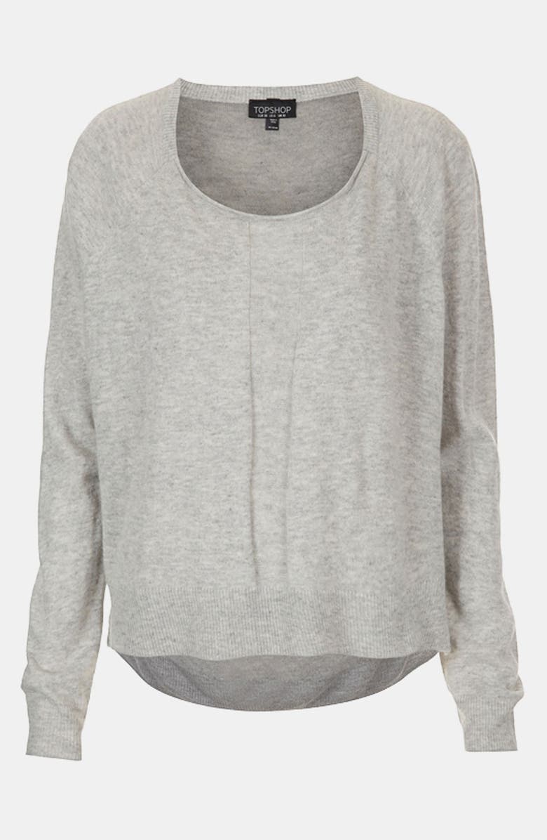 Topshop Sheer Back High/Low Sweater, Main, color, 