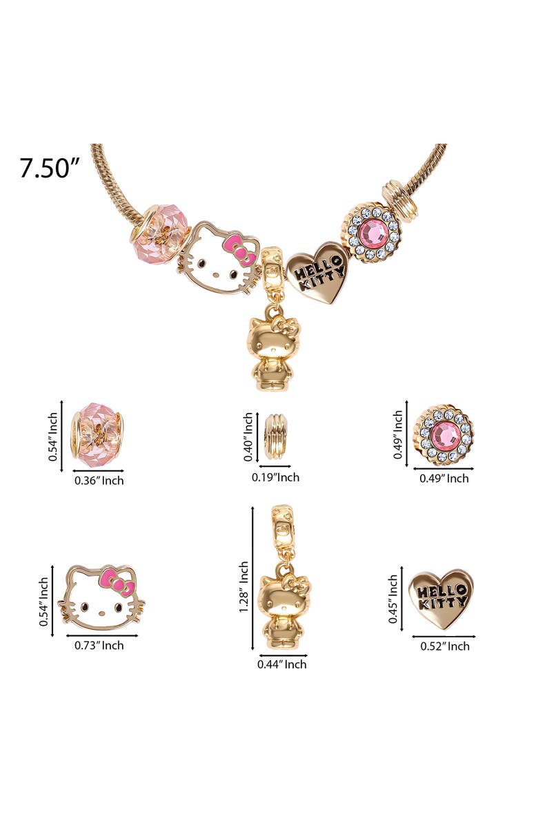 Hello Kitty 7'' Fashion Charm Bead Bracelet, Alternate, color, Gold