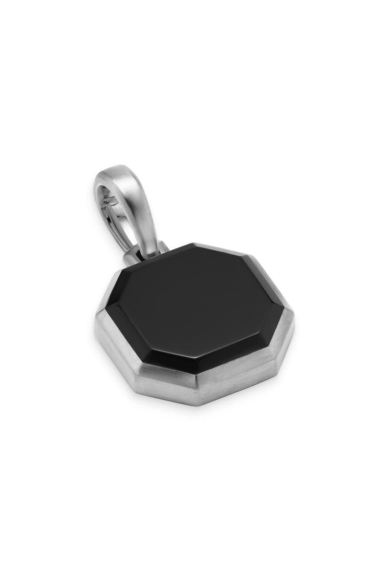 Faceted Stone Amulet in Sterling Silver with Black Onyx, 16mm, Alternate, color, SILVER/ BLACK