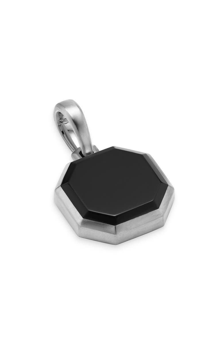 David Yurman Faceted Stone Amulet in Sterling Silver with Black Onyx, 16mm, Alternate, color, Silver/ Black