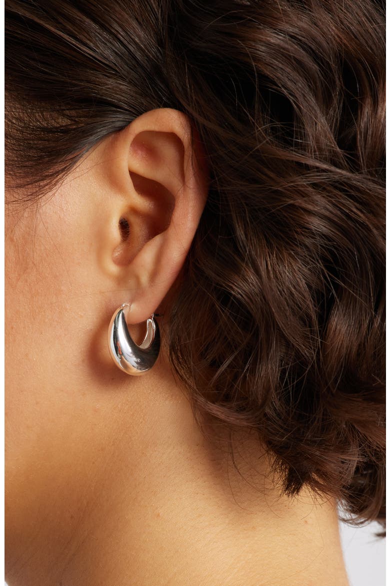 Demi Fine Dome Hoop Earrings, Alternate, color, STERLING SILVER PLATED