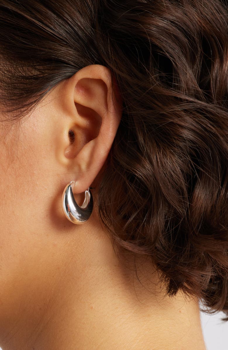 Nordstrom Demi Fine Dome Hoop Earrings, Alternate, color, Sterling Silver Plated