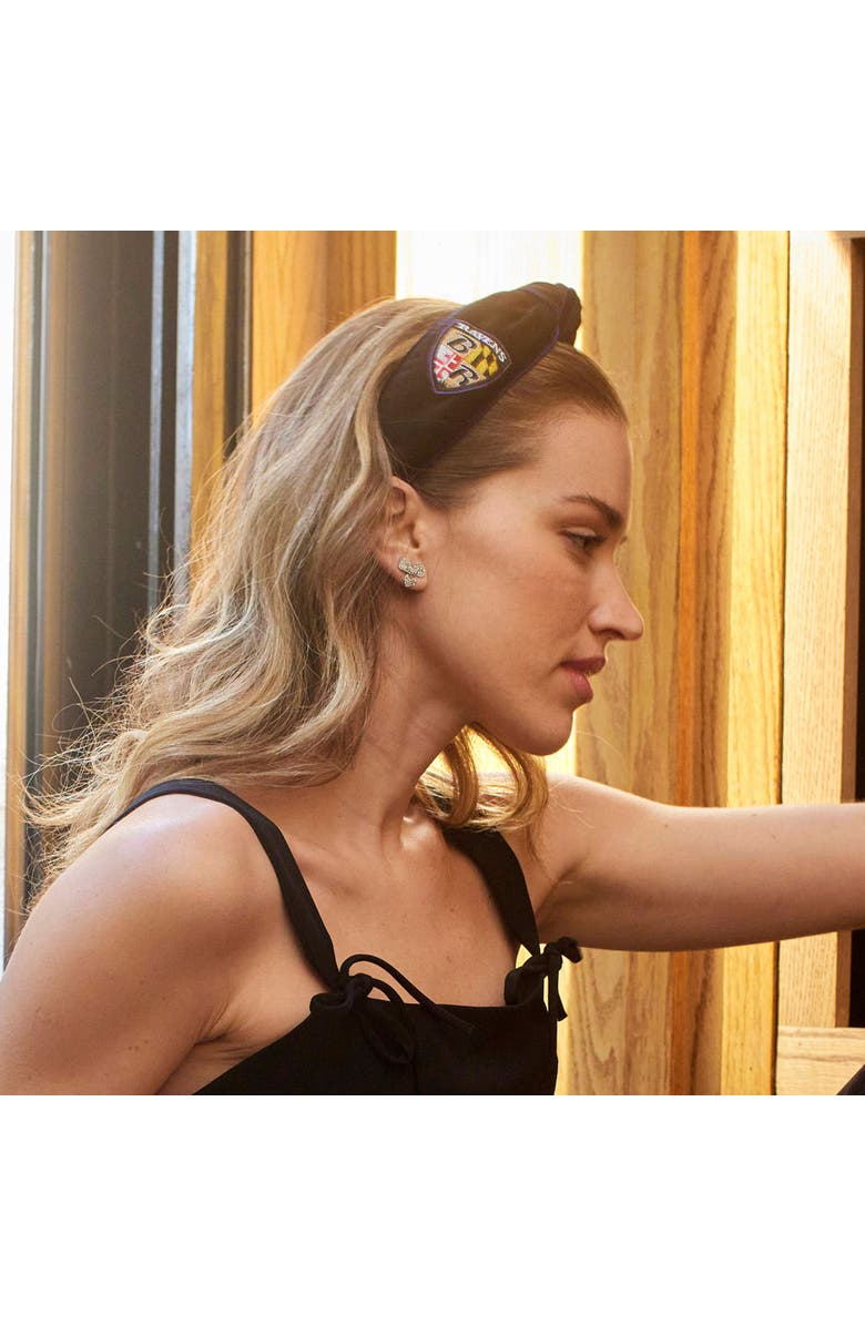 Lele Sadoughi Baltimore Ravens Embroidered Knotted Headband, Alternate, color, Jet 001