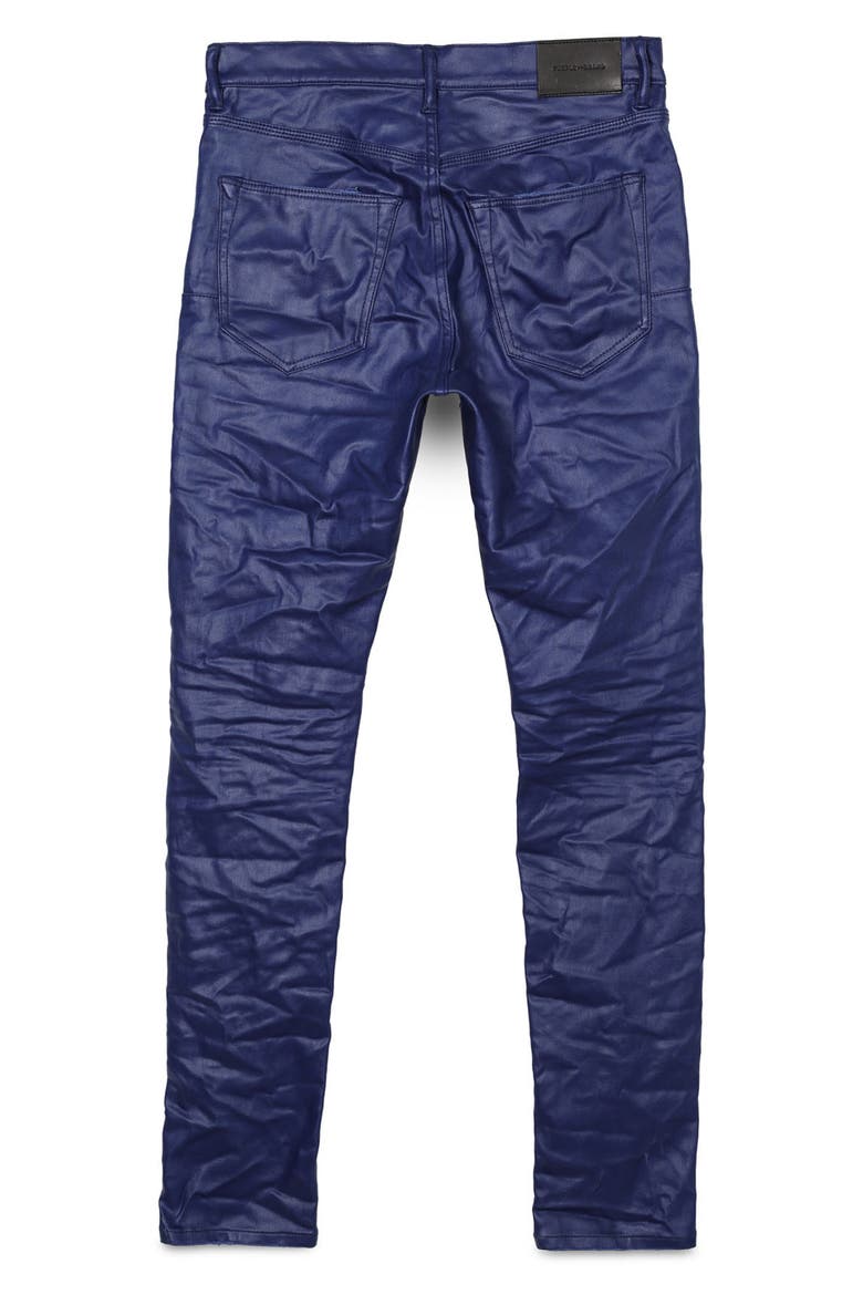 PURPLE Coated Skinny Jeans, Alternate, color, BLUE PATENT LEATHER FILM