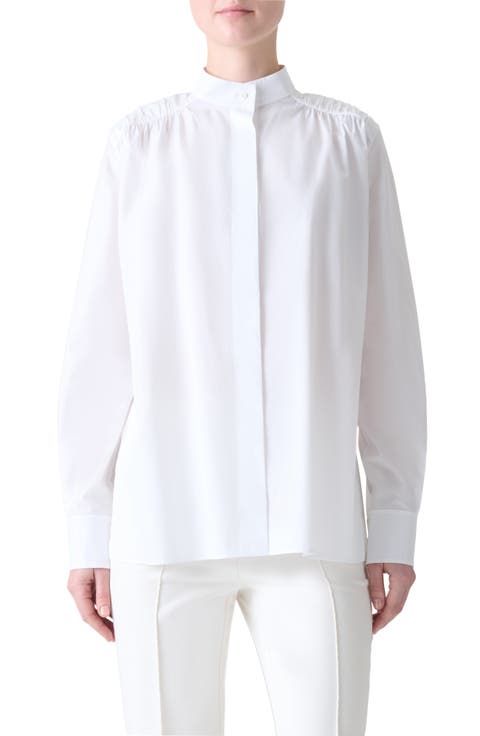 Mandarin Collar Button-Up Shirt