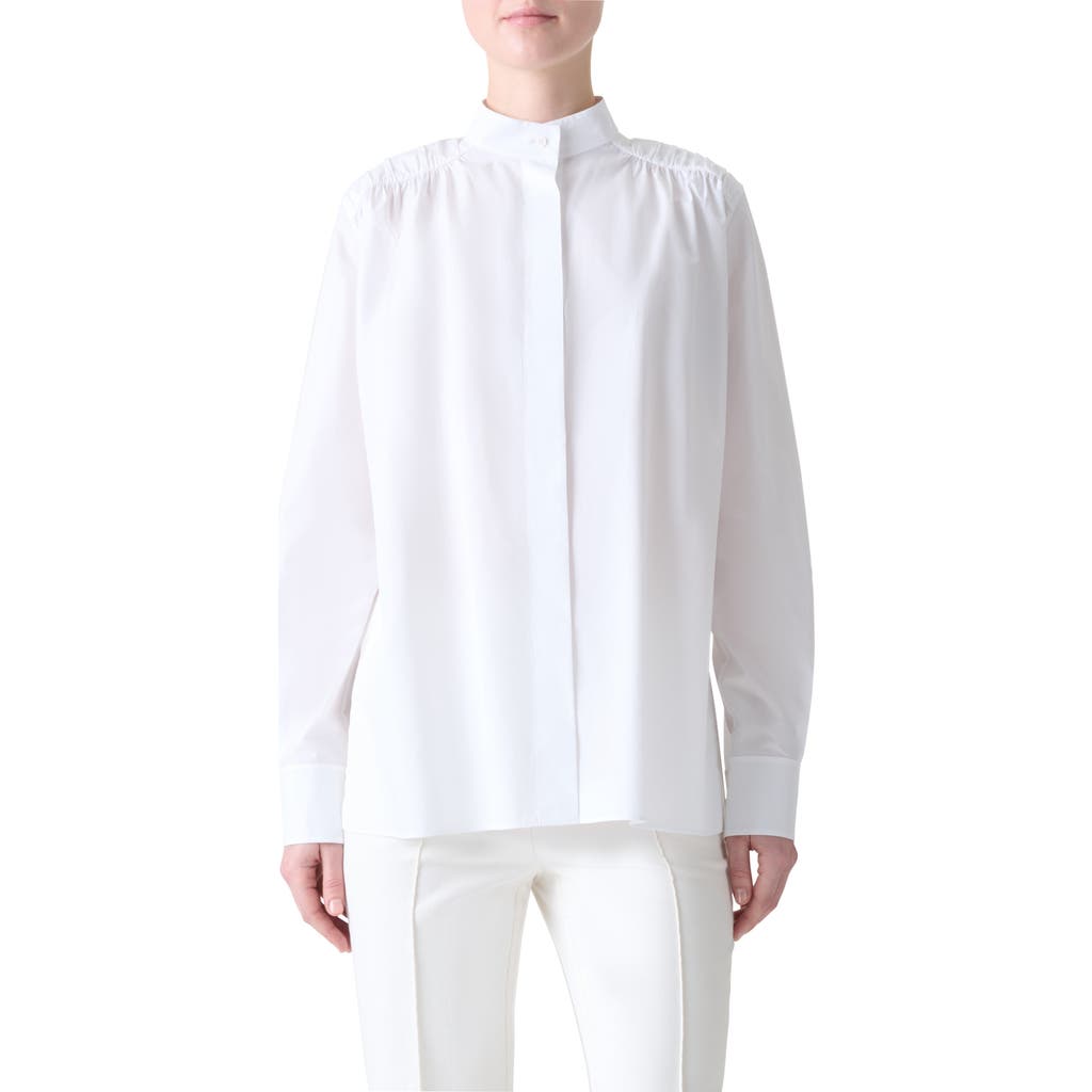 Akris Mandarin Collar Button-up Shirt In White