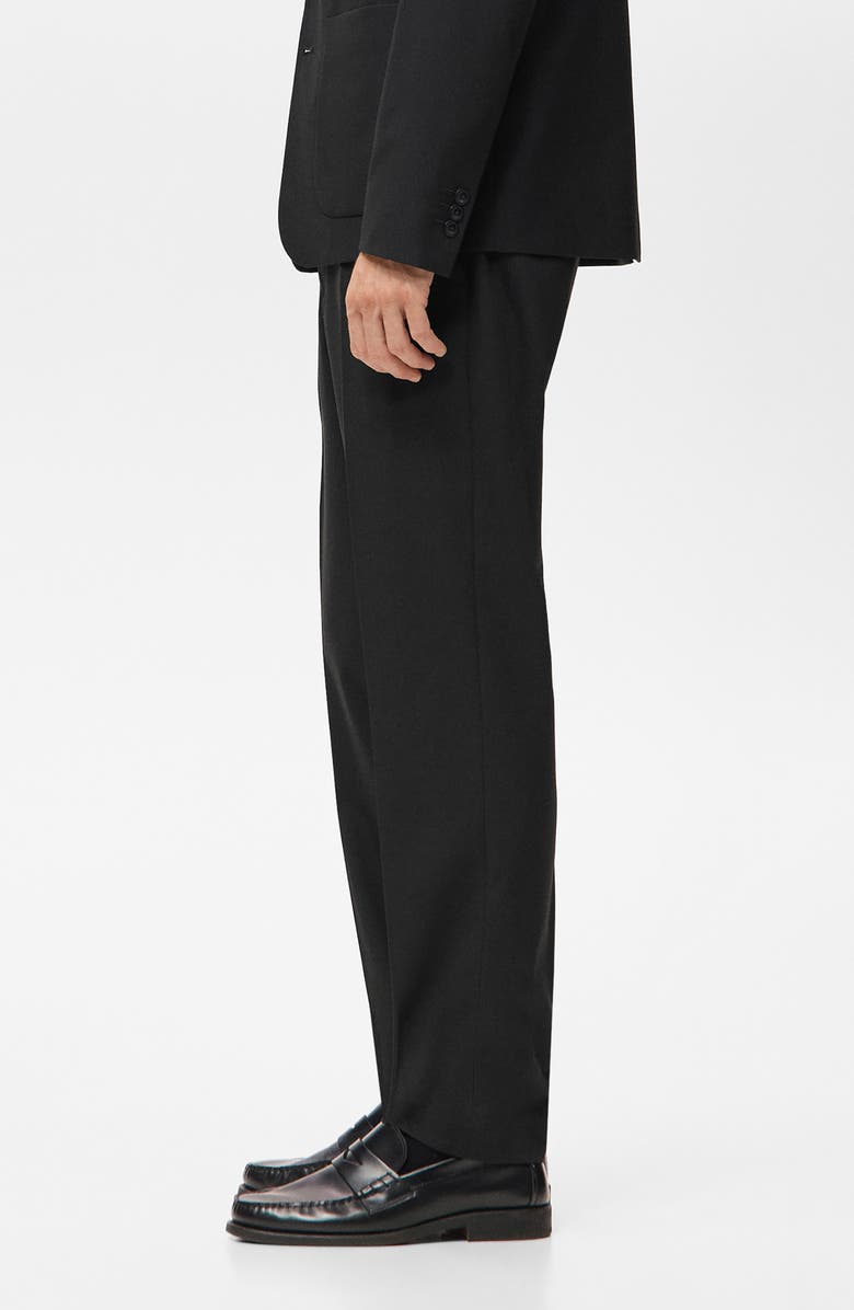 MANGO Pleated Straight Leg Suit Pants, Alternate, color, Black