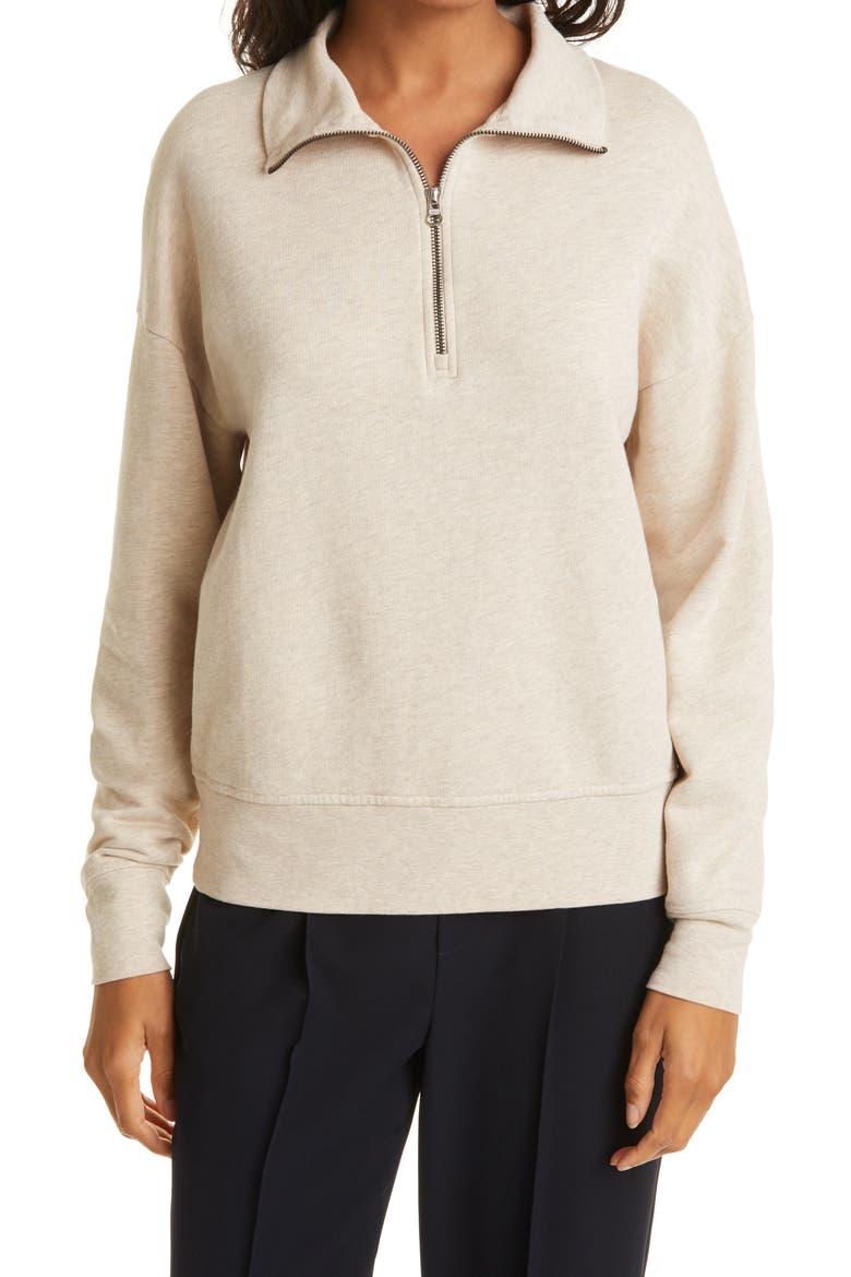 Cotton Half-Zip Pullover, Main, color, BEIGE