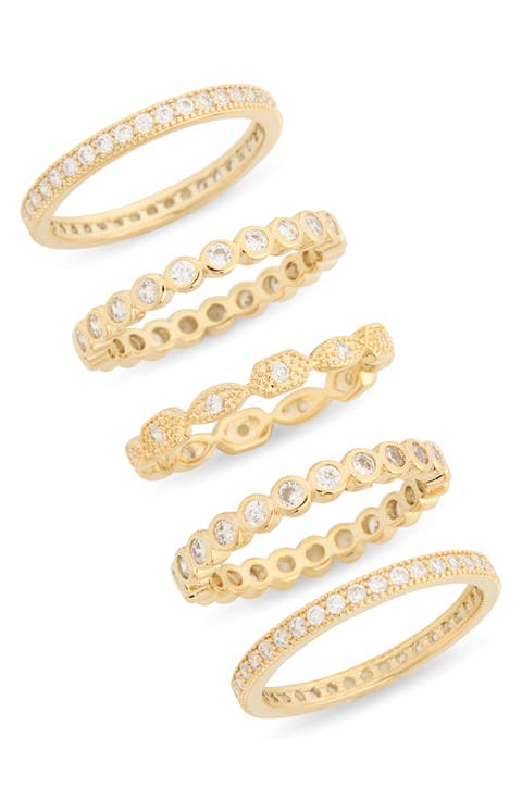 Pack of 5 CZ Embellished Stackable Rings