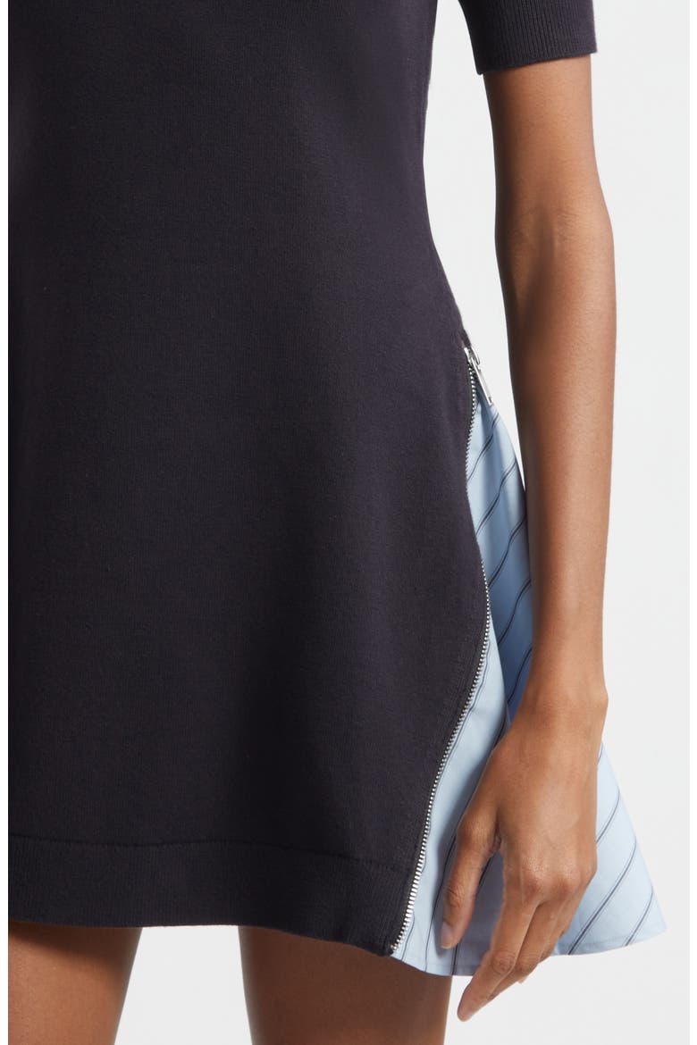 Mixed Media Cotton Blend Minidress, Alternate, color, BLACK-OXFORD BLUE MULTI