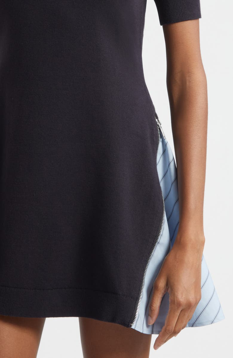 3.1 Phillip Lim Mixed Media Cotton Blend Minidress, Alternate, color, Black-Oxford Blue Multi