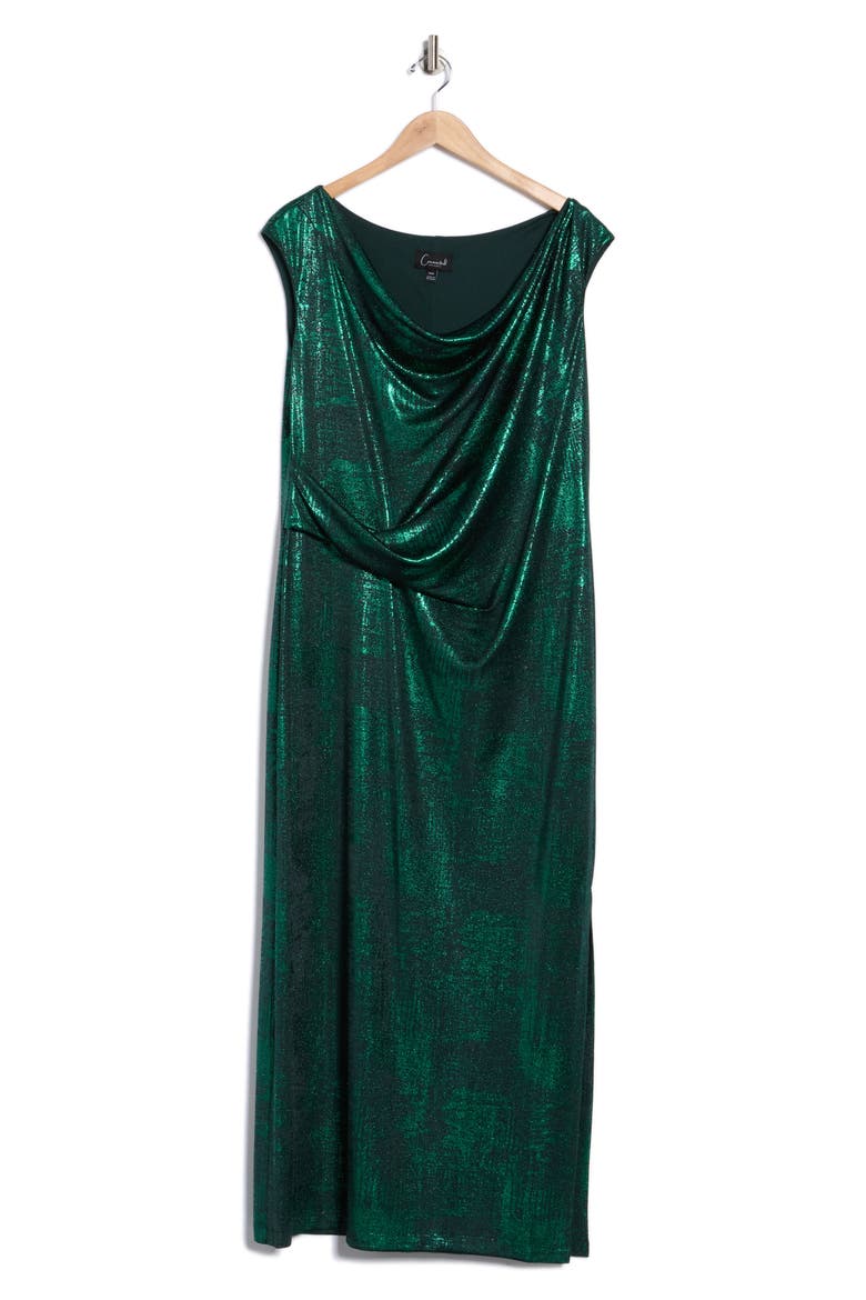 Drape Neck Knit Midi Dress, Alternate, color, EMERALD