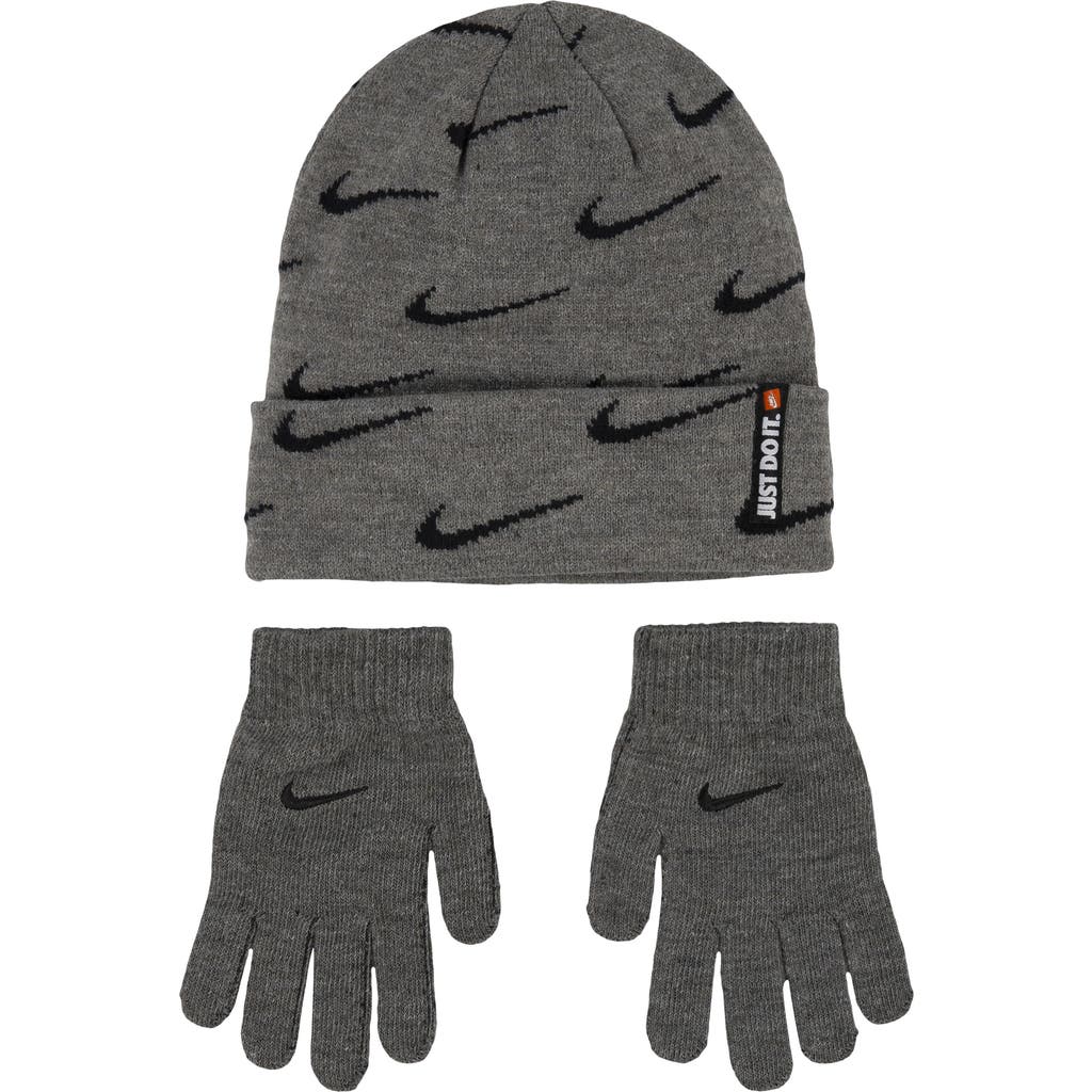 Nike Swoosh Repeat Beanie In Gray