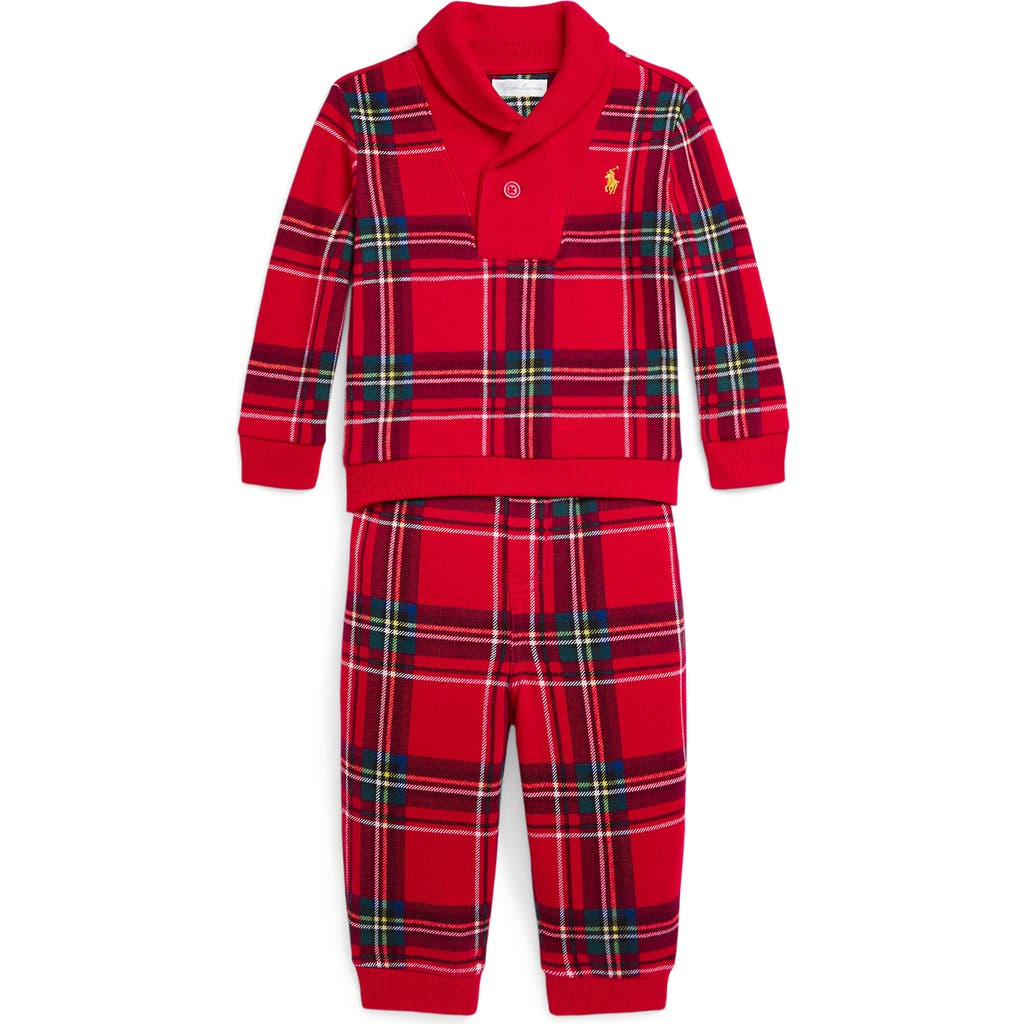 Ralph Lauren Plalid Fleece Polo & Joggers Set in Half Stewart Macro
