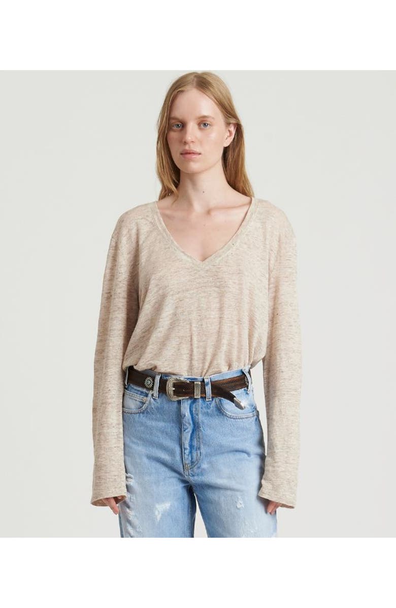 Fortela Long Sleeve Linen T-Shirt, Alternate, color, Camel