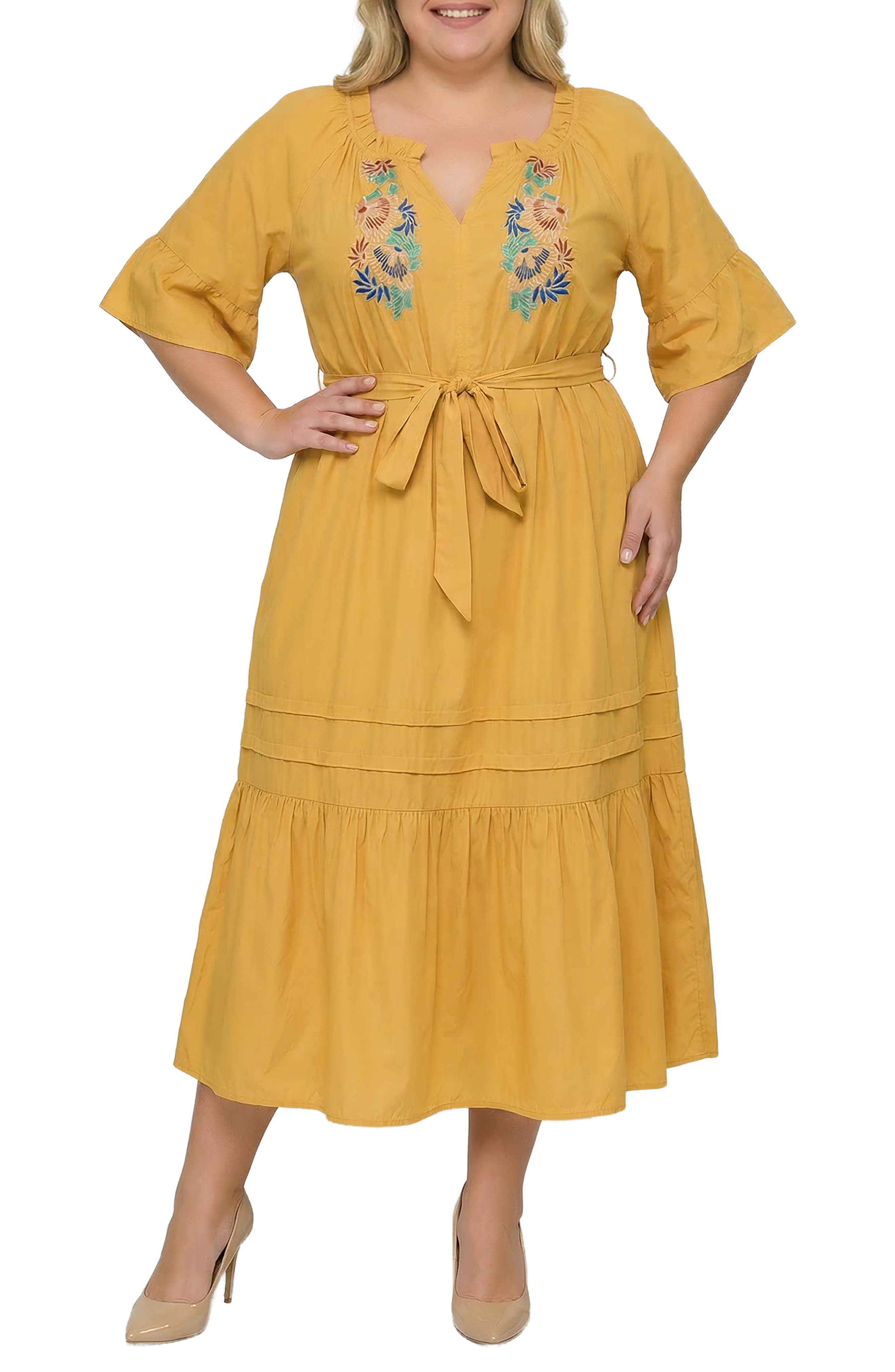 Boho Embroidered Midi Dress