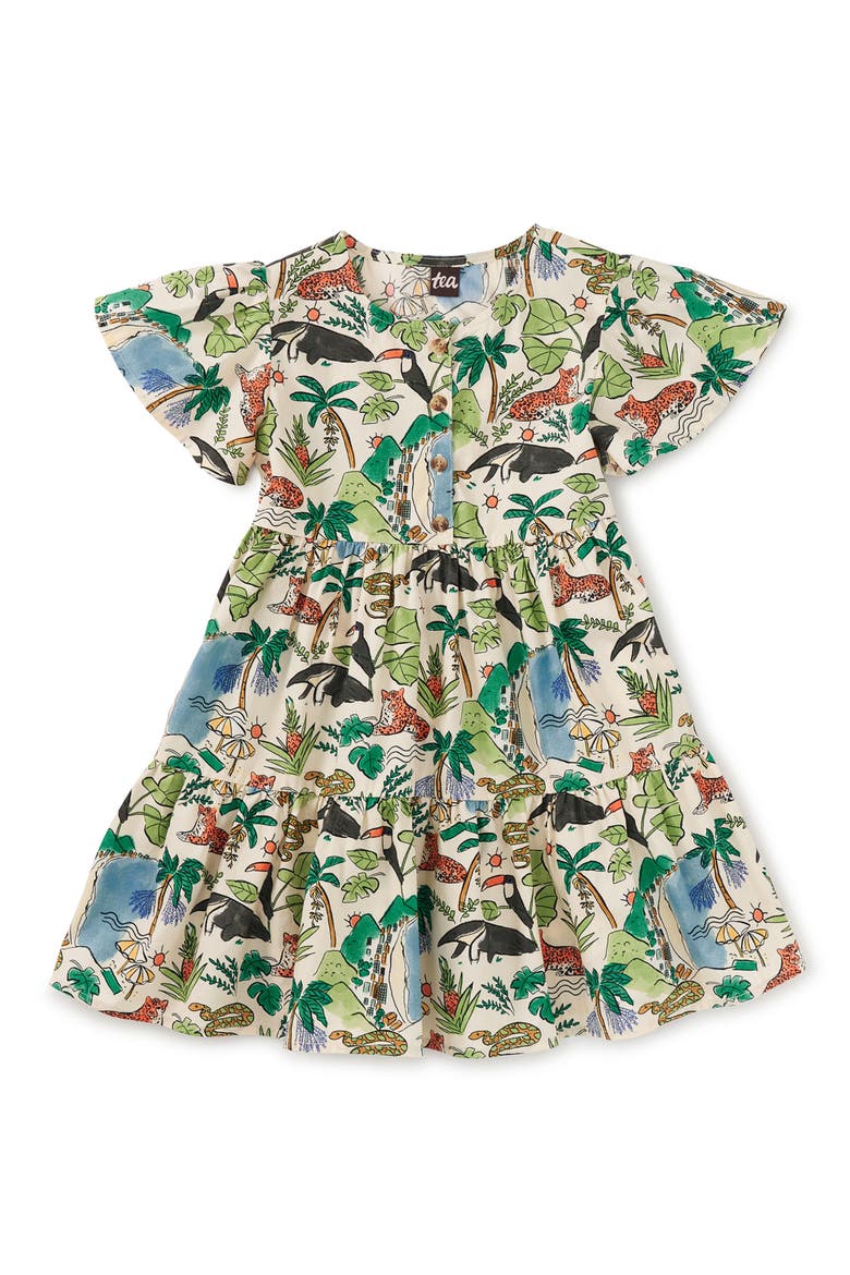 Tiered Woven Dress, Main, color, Rio Animal Scenic