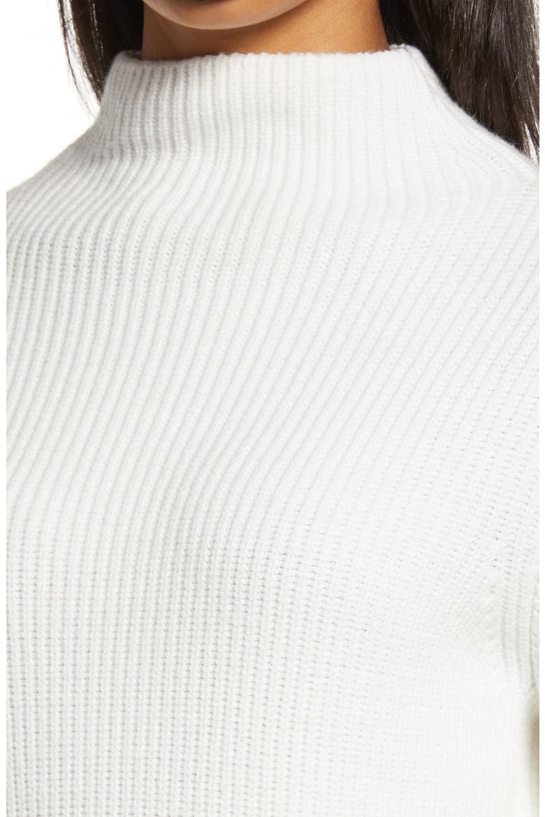 Funnel Neck Ribbed Sweater, Alternate, color, WHITE SNOW