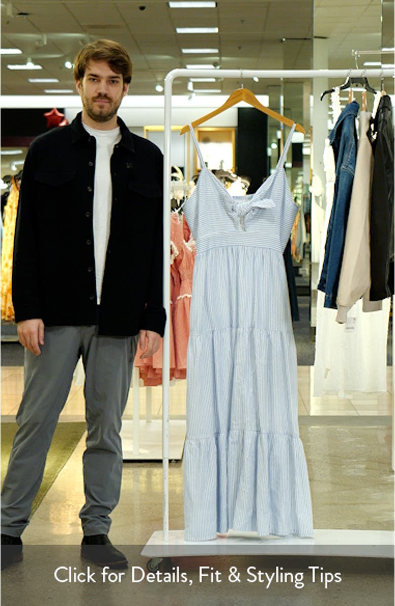 Stripe Twist Front Linen Blend Maxi Dress, sales video thumbnail