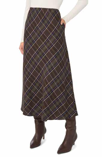 Brushed Plaid A-Line Skirt