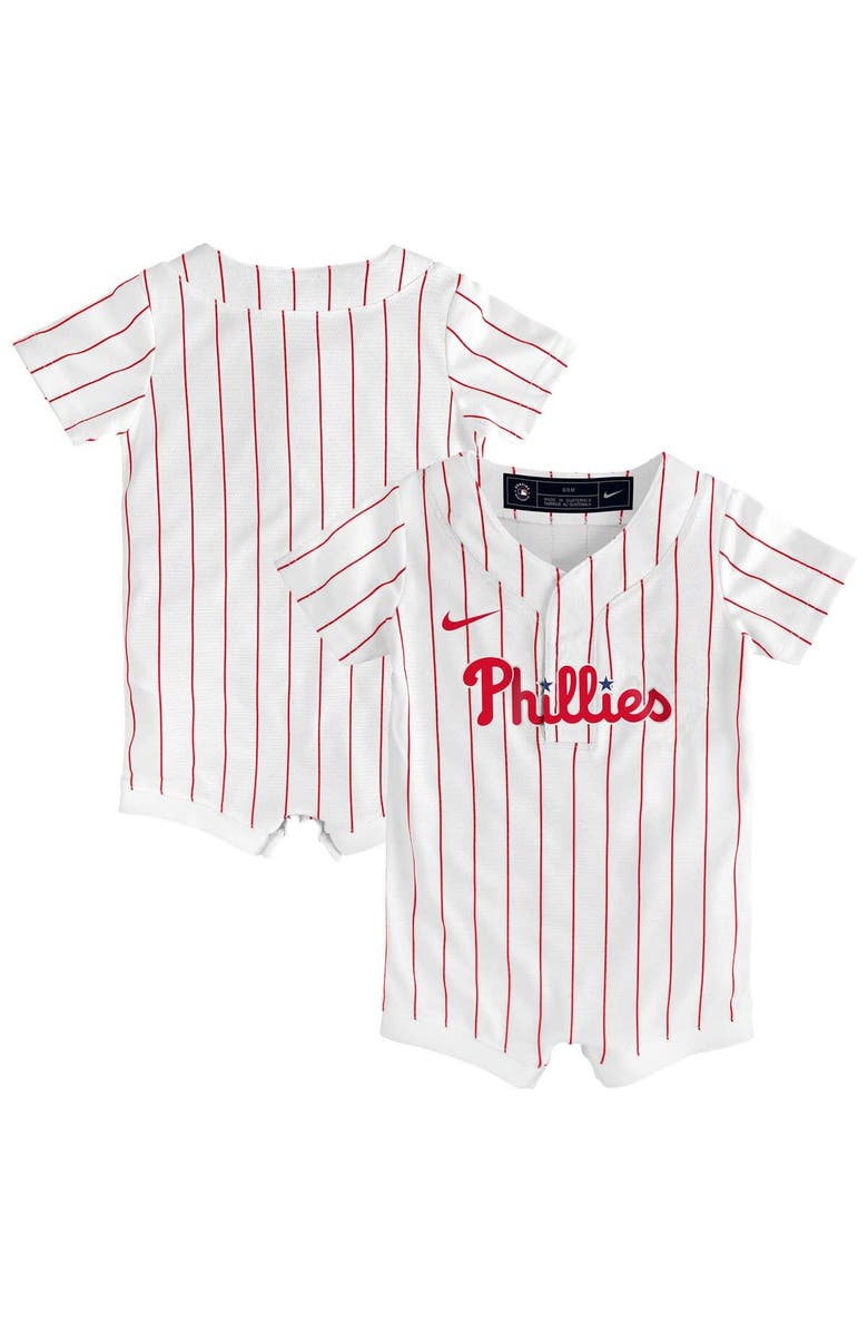 Nike Newborn Nike White Philadelphia Phillies Home Replica Romper Jersey, Main, color, White