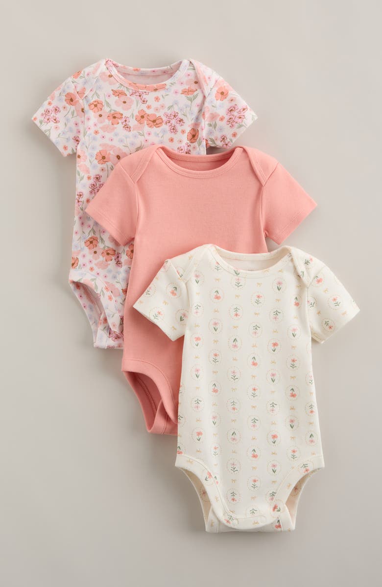 Nordstrom Grow With Me 3-Pack Assorted Bodysuits, Main, color, Pink Poppy Pack