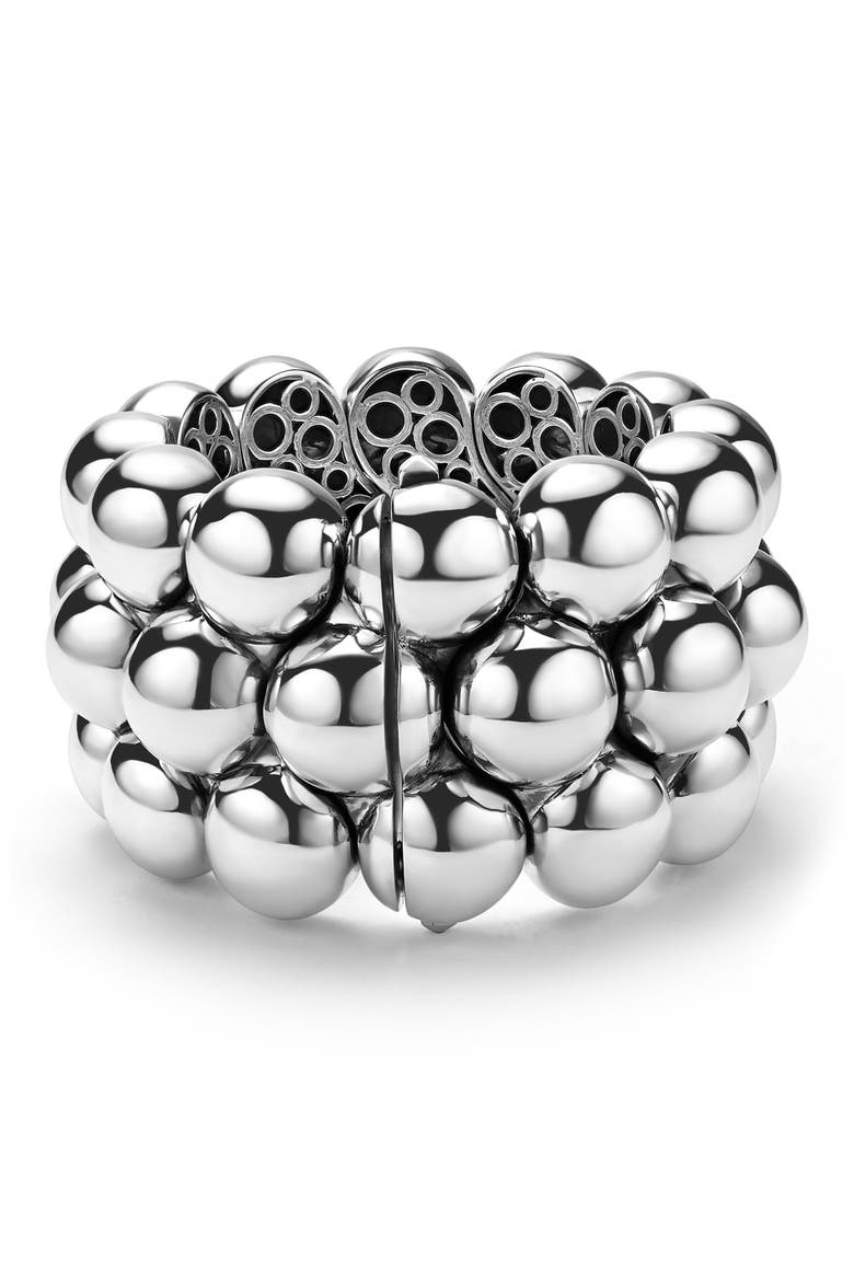 Caviar Bubbly Bead Statement Bracelet, Alternate, color, STERLING SILVER