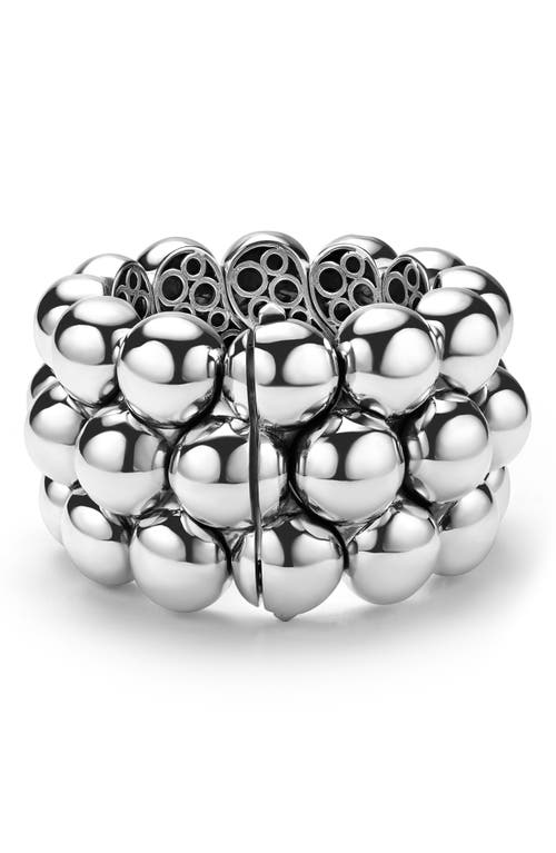 Lagos Sterling Silver Caviar Bubbly Beaded Wide Bangle Bracelet In Metallic