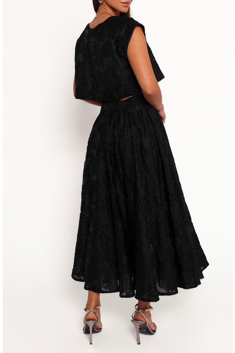 Beckham Floral Jacquard Crop Top & Maxi Skirt Set, Alternate, color, BLACK
