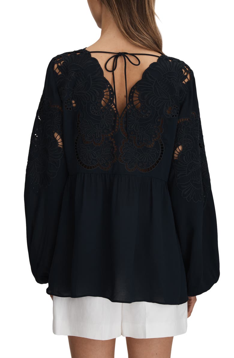 Reiss Noa Tie Back Blouson Sleeve Top, Alternate, color,