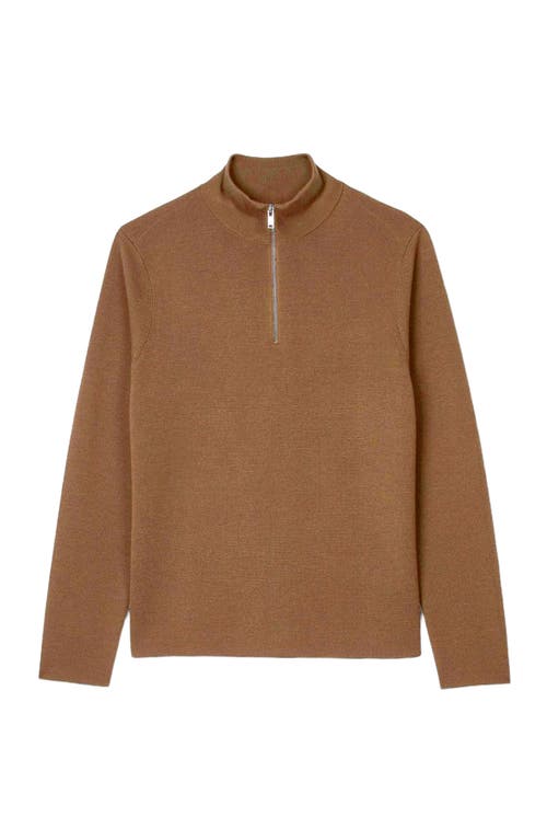 Sandro Wool Sweater With Zip Collar In Brown