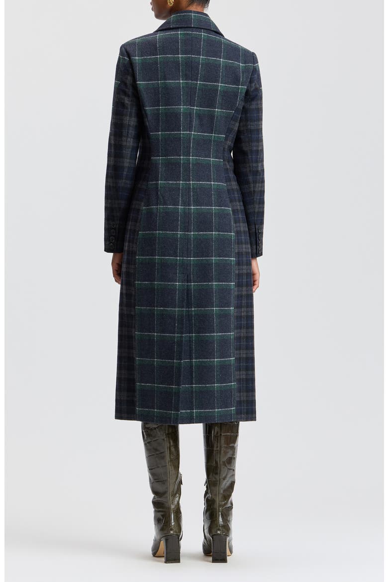 Mixed Houndstooth Check Coat, Alternate, color, NAVY/ GREEN PLAID MULTI