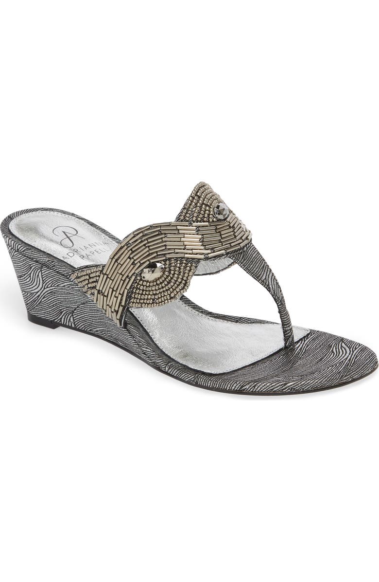 Adrianna Papell Coco Beaded Wedge Sandal, Main, color,