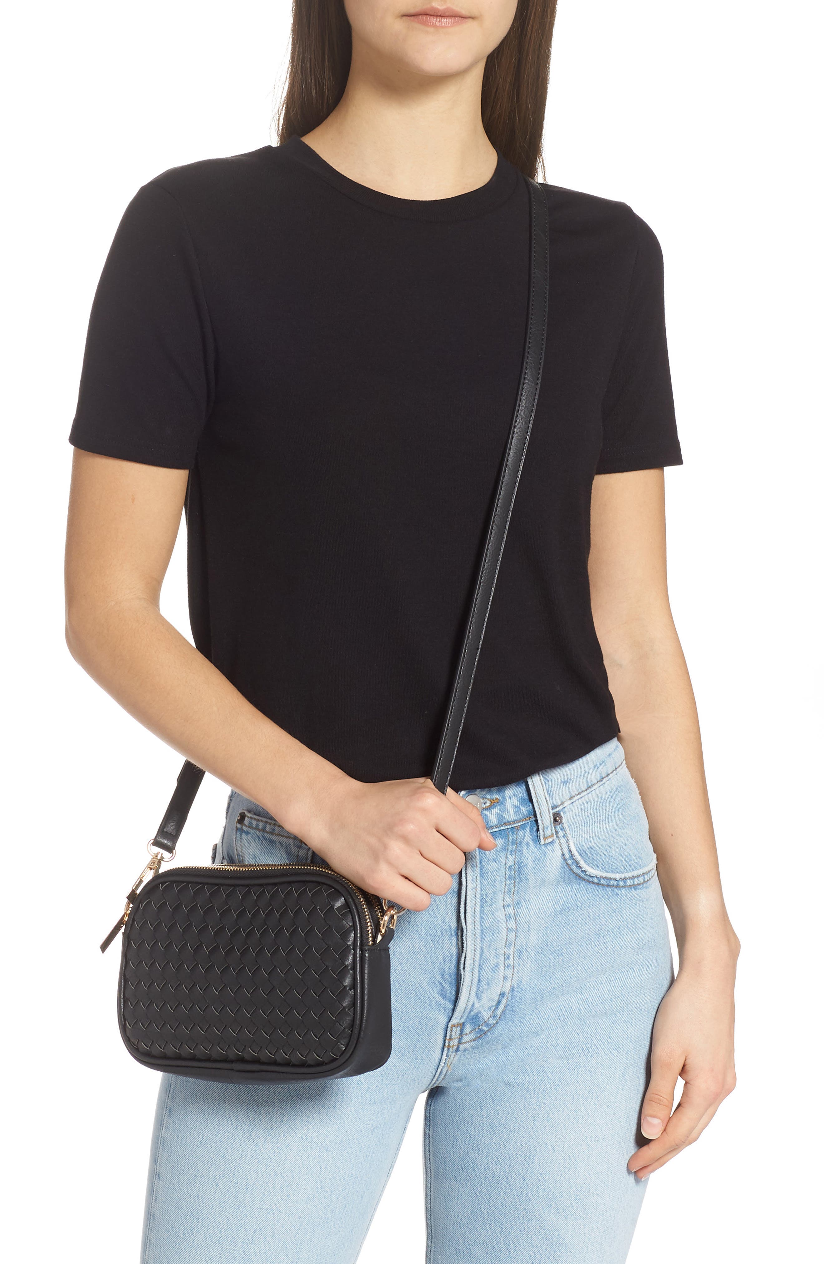 Mali + Lili Ava Woven Vegan Leather Crossbody Bag, Alternate, color, 