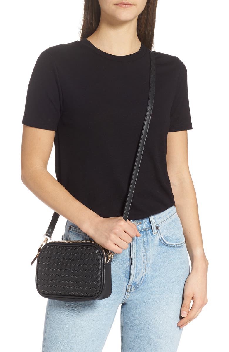 Mali + Lili Ava Woven Vegan Leather Crossbody Bag, Alternate, color,