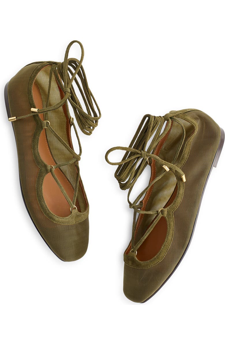 Madewell The Greta Lace-Up Ballet Flat, Alternate, color, Dark Olive