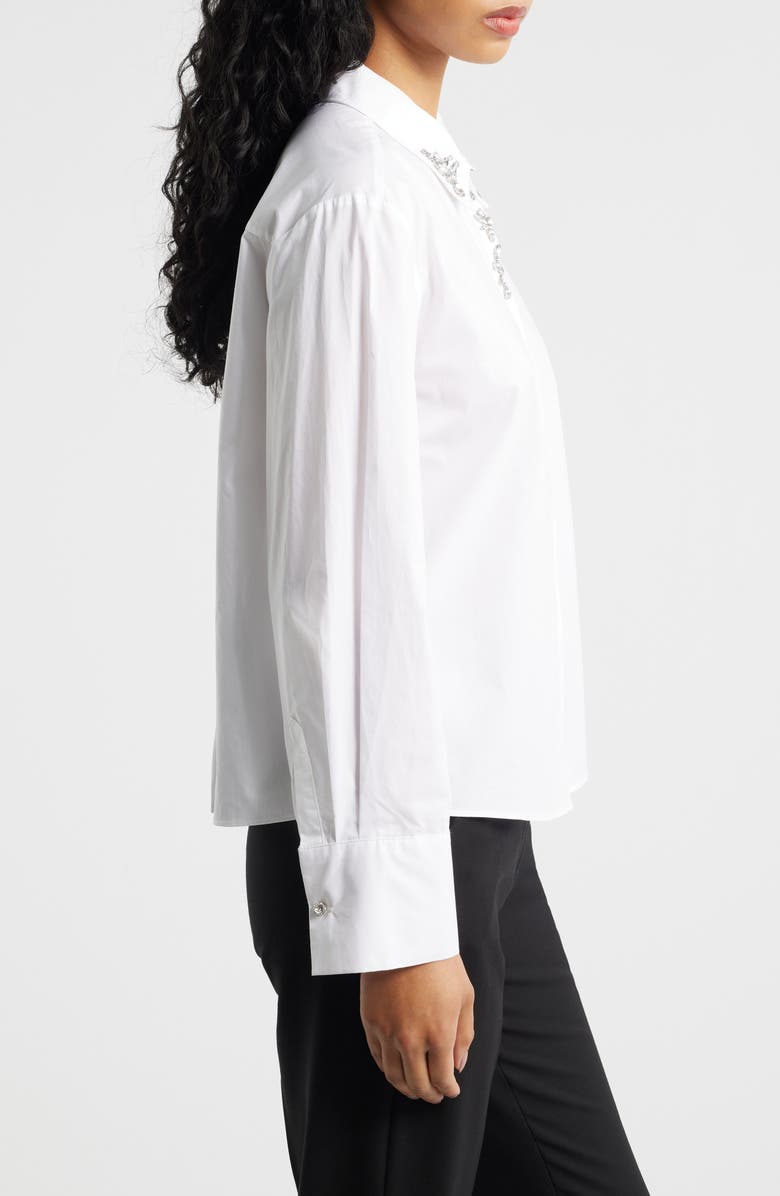 MANGO Crystal Button Up Shirt, Alternate, color, Off White