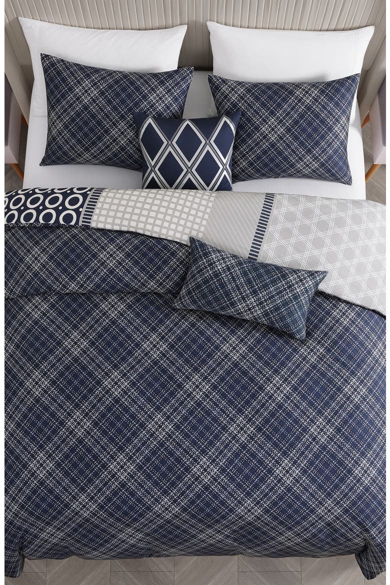 Vertigeo Reversible Cotton Sateen Comforter Set, Alternate, color, BLUE