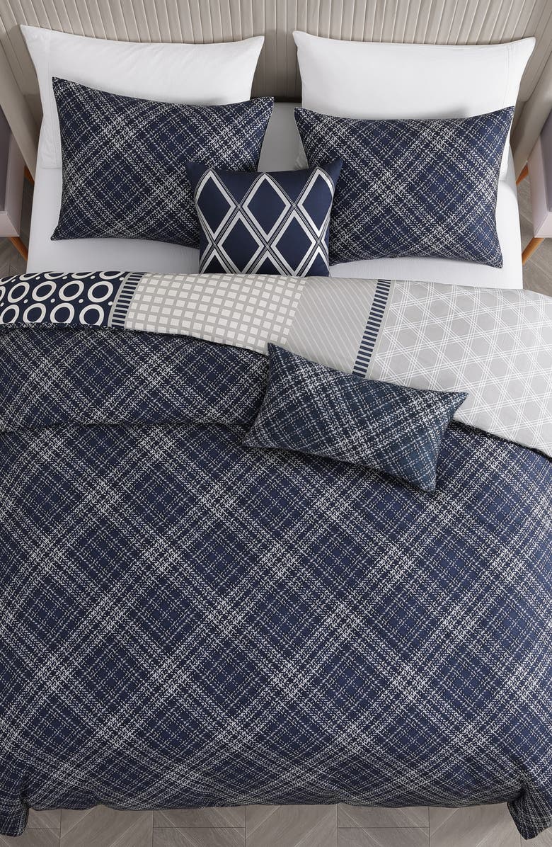 Bebejan Vertigeo Reversible Cotton Sateen Comforter Set, Alternate, color, Blue