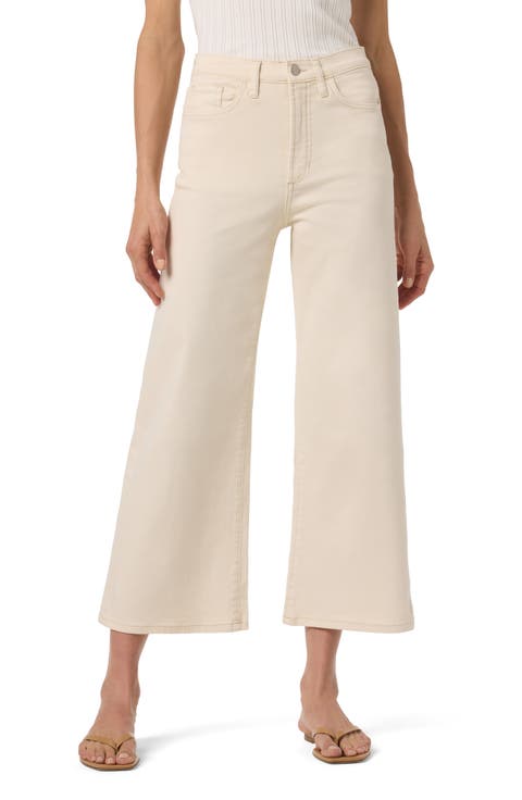 High Waist Ankle Wide Leg Jeans (Ecru)