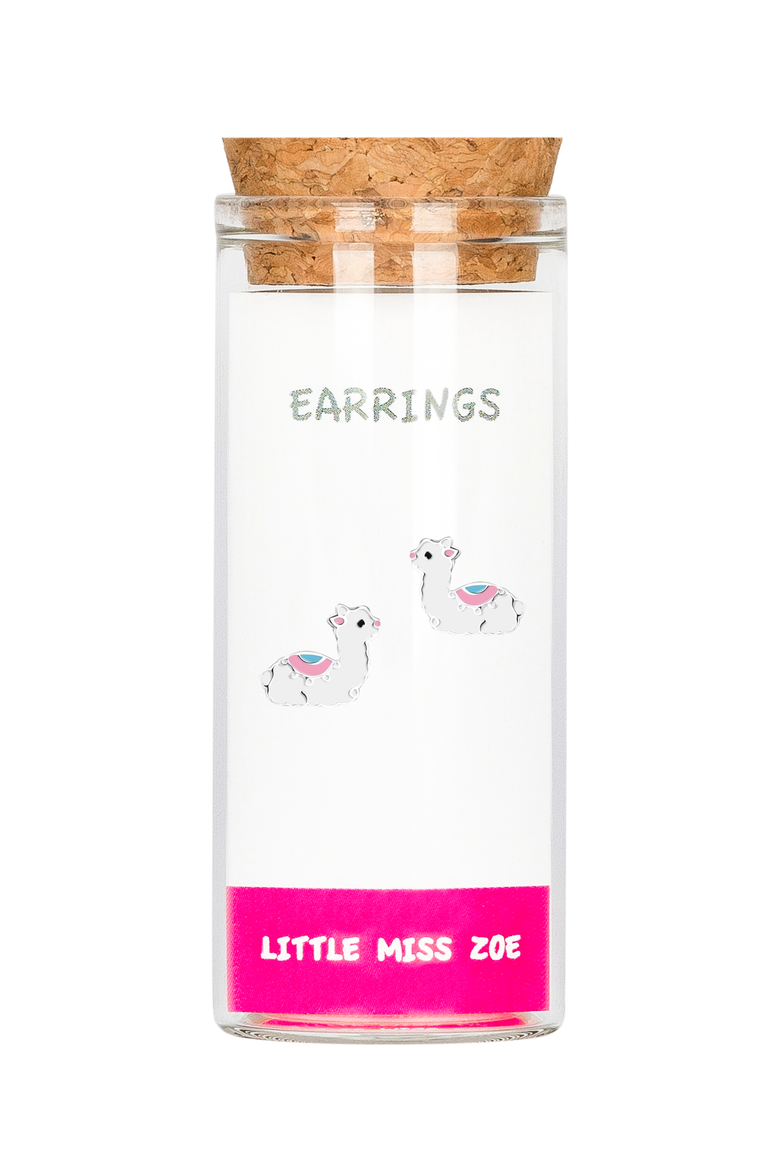 Kids' Sterling Silver Llama Stud Earrings in Gift Bottle, Main, color, White