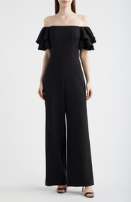Eliza J Ruffle Sleeve Off the Shoulder Jumpsuit
