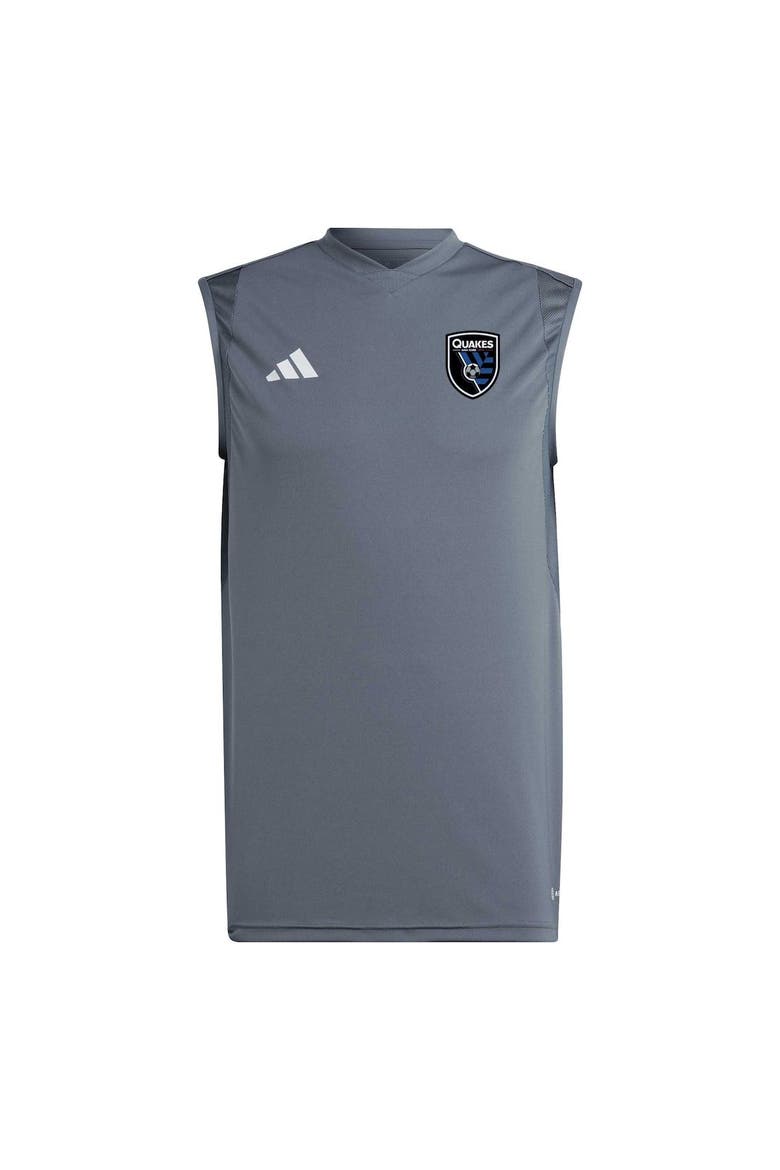Men's adidas Gray San Jose Earthquakes 2023 On-Field Sleeveless Training Jersey, Alternate, color, Gray