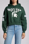 WEAR by Erin Andrews Women's WEAR by Erin Andrews Green Michigan State Spartans Mixed Media Cropped Pullover Hoodie