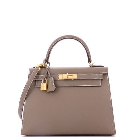 Kelly Handbag Grey Epsom with Gold Hardware 28
