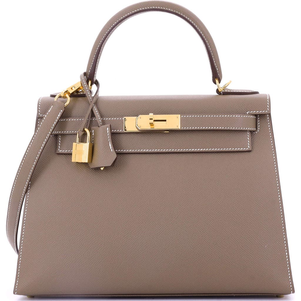 Pre-owned Hermes Hermes Kelly Handbag Grey Epsom With Gold Hardware 28 In Brown